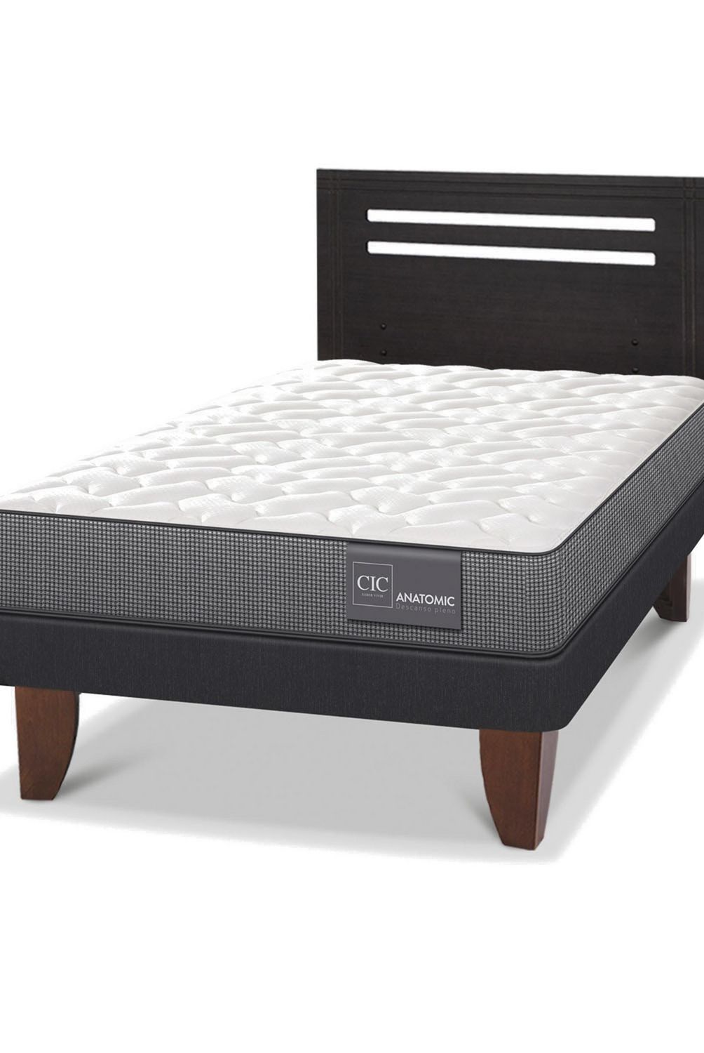 CIC - Cama Europea anatomic 1.5p Respaldo Munich negro