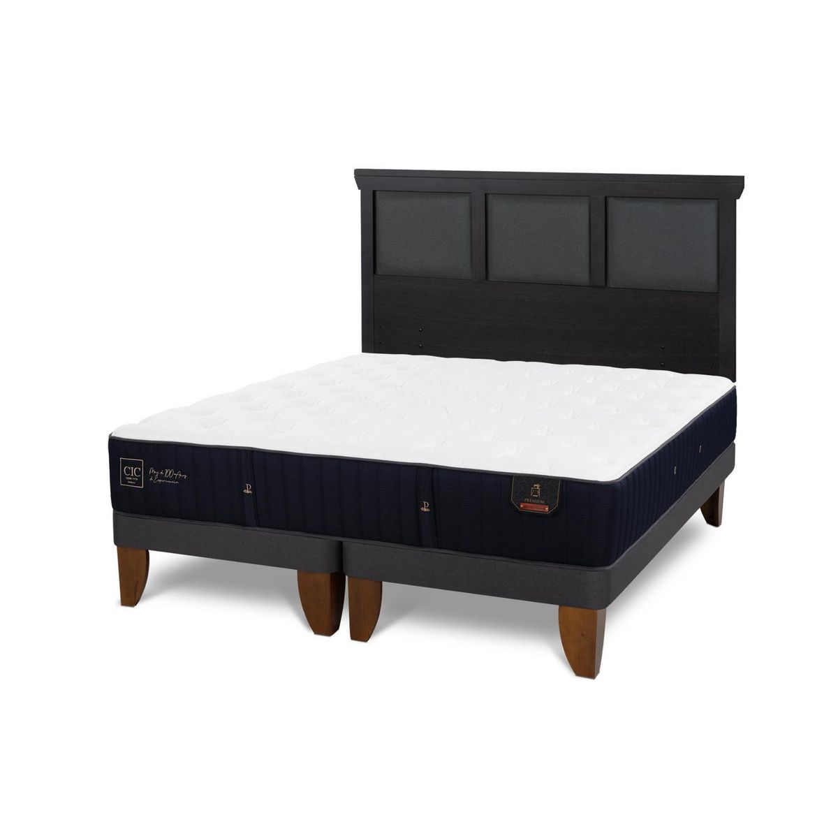 CIC - Cama Europea premium 2p bd Respaldo Torino negro