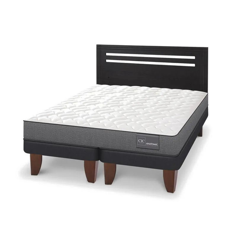 CIC - Cama Europea anatomic 2p bd Respaldo Munich negro
