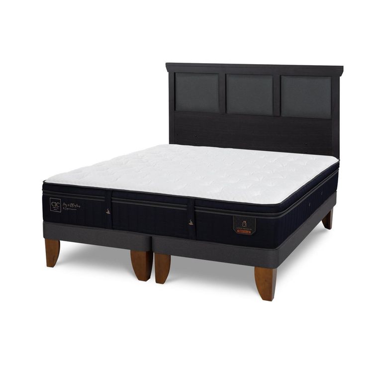 Cama Europea Super Premium King Respaldo Torino Negro