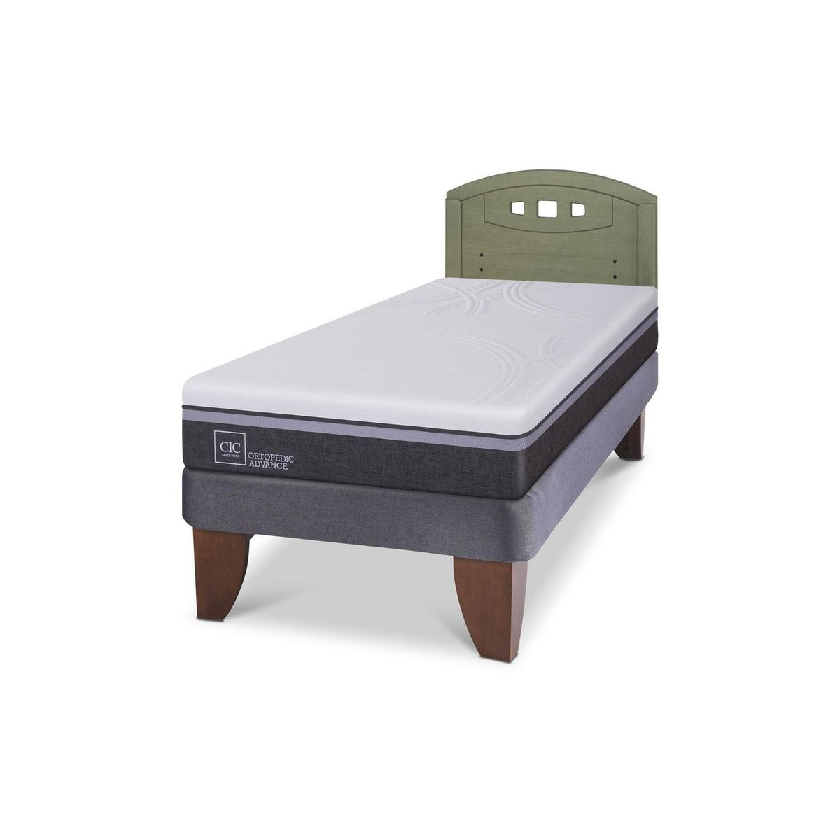 CIC - Cama Europea ortopedic advance 1.5p Respaldo Gales olivo