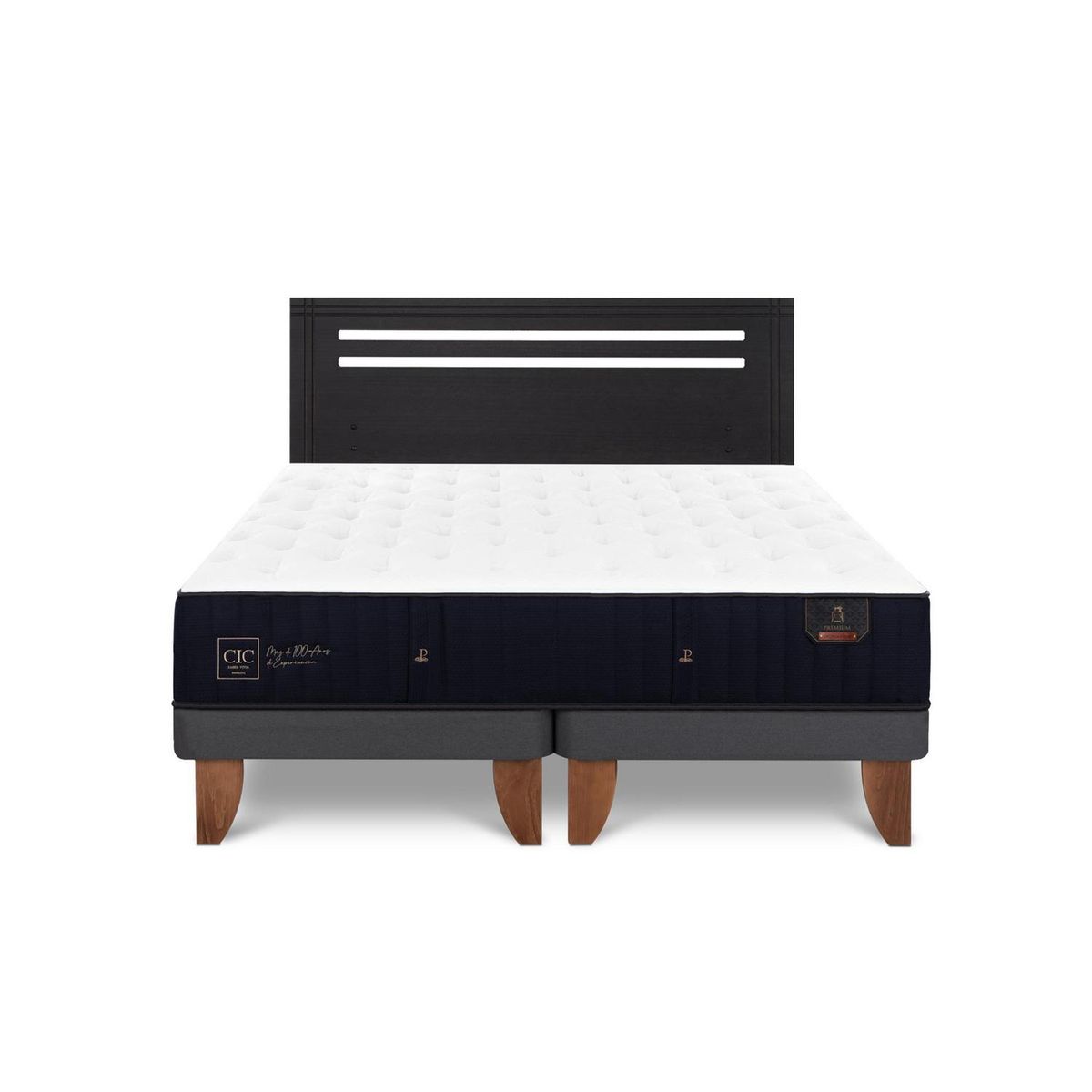 CIC - Cama Europea premium 2p bd Respaldo Munich negro