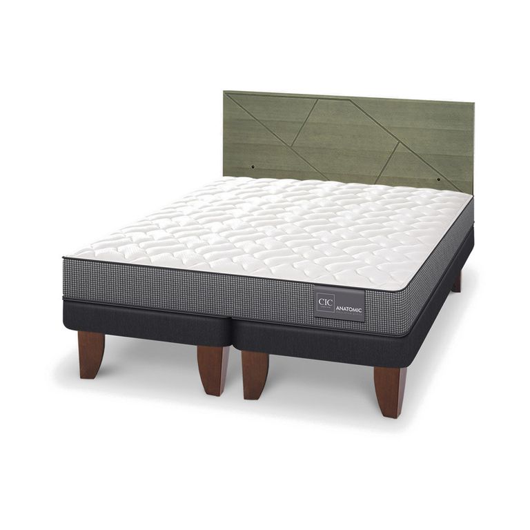 Cama Europea Anatomic 2P Bd Respaldo Villarrica Olivo