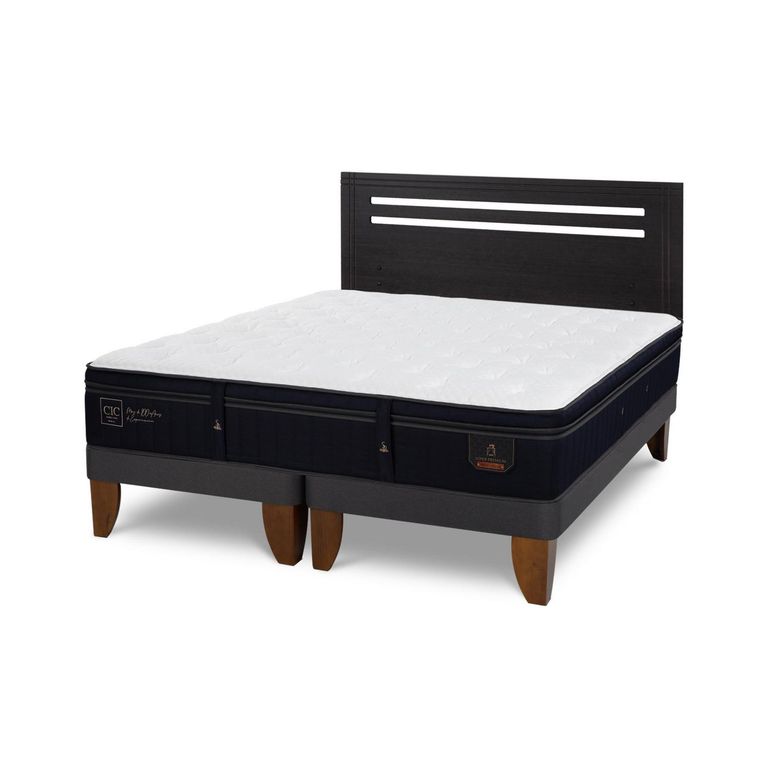 Cama Europea Super Premium 2P Bd Respaldo Munich Negro