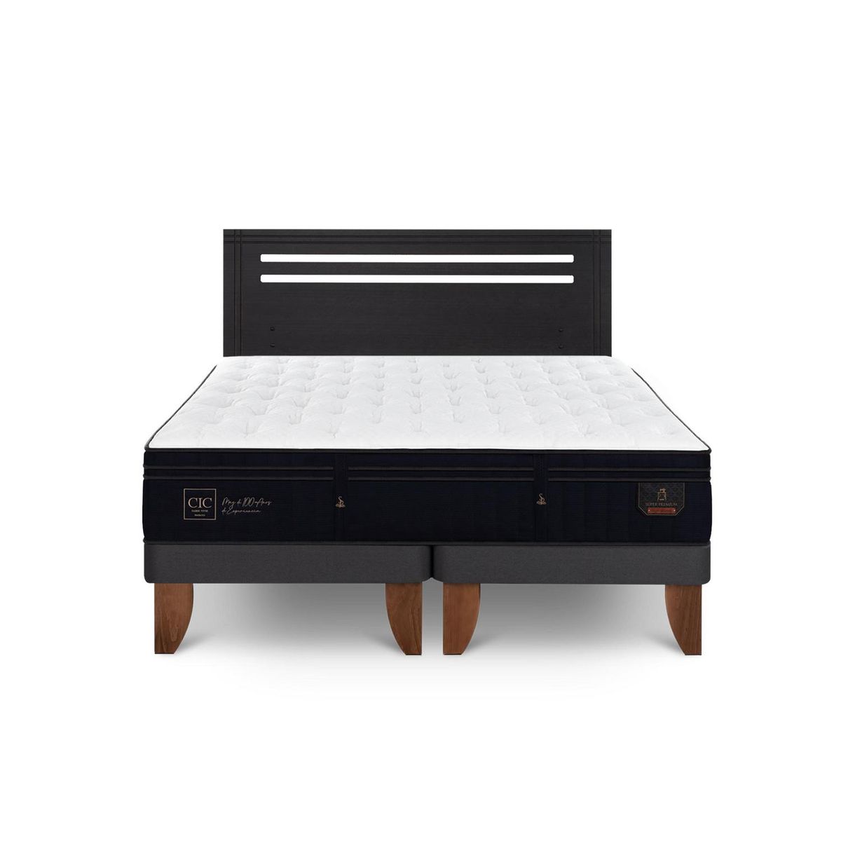 CIC - Cama Europea super premium 2p bd Respaldo Munich negro