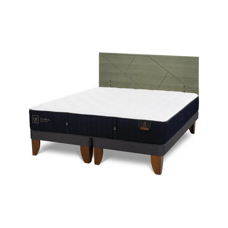 Cama Europea Premium 2P Bd Respaldo Villarrica Olivo