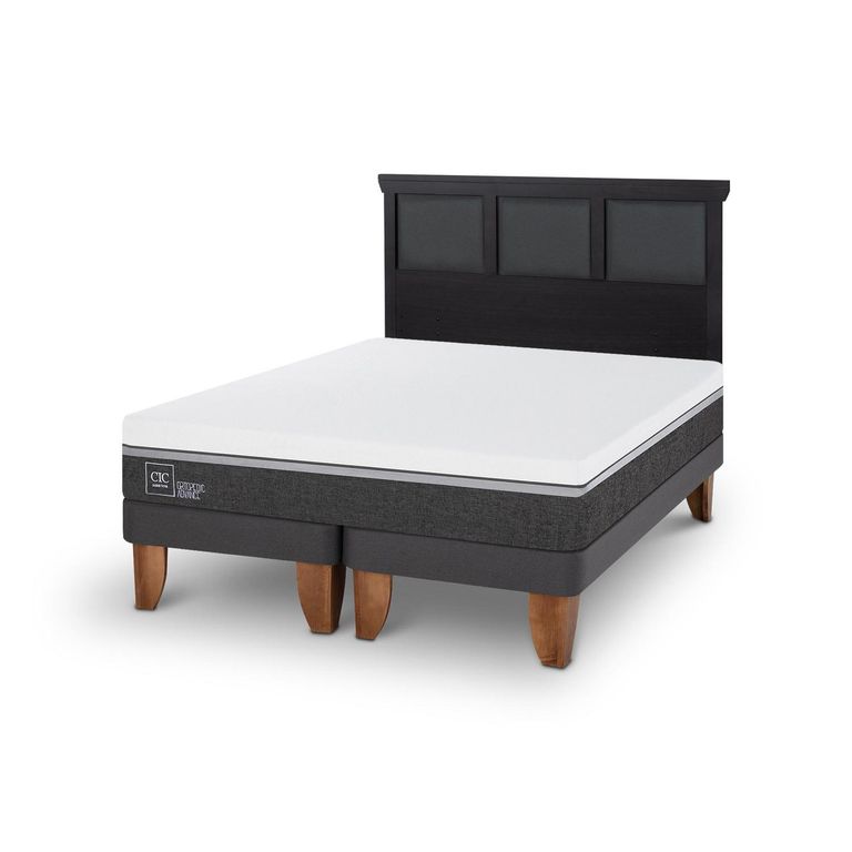 Cama Europea Ortopedic Advance 2P Bd Respaldo Torino Negro