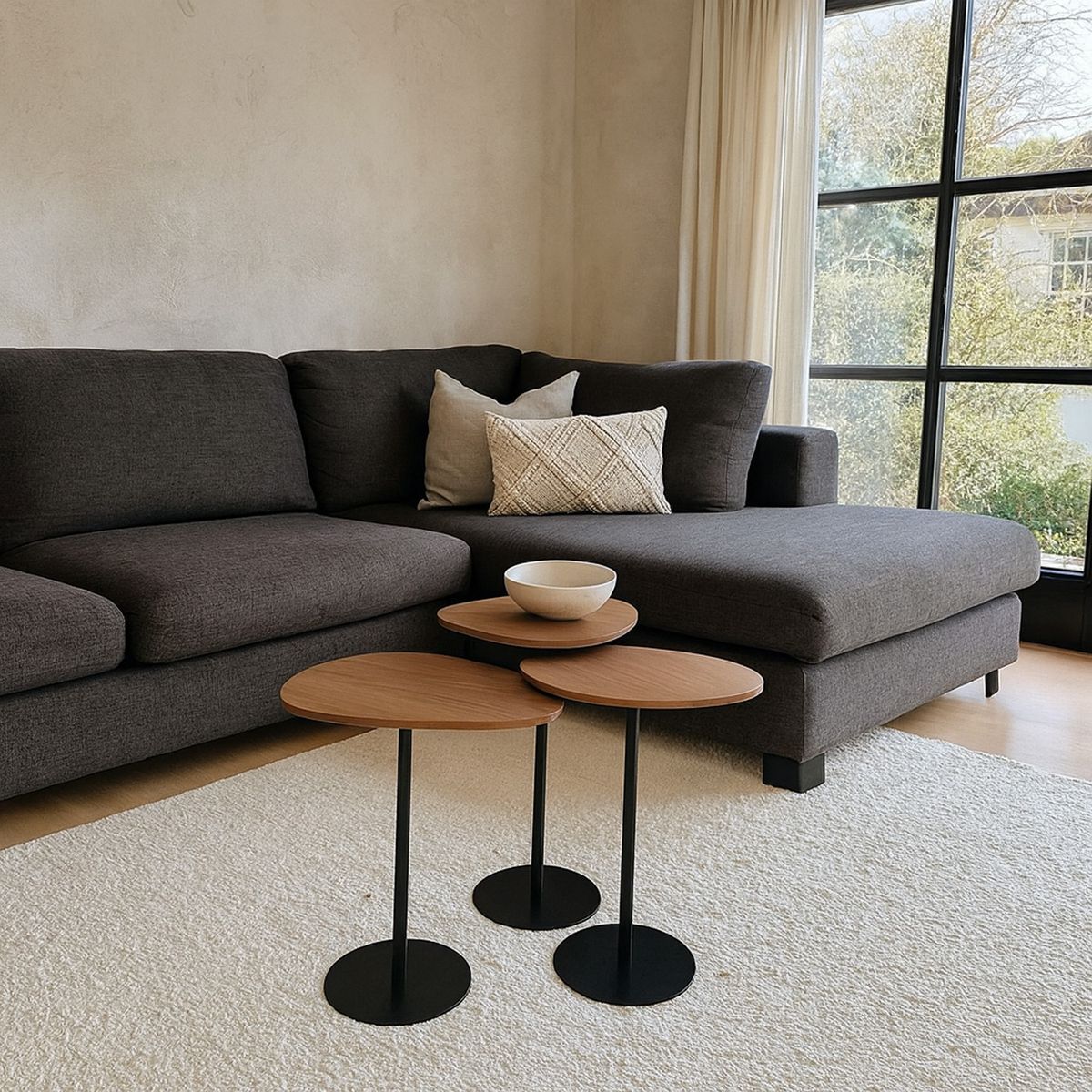 DECOCASA - Set mesas Botanic Negro 30.3x29x60.5 cm