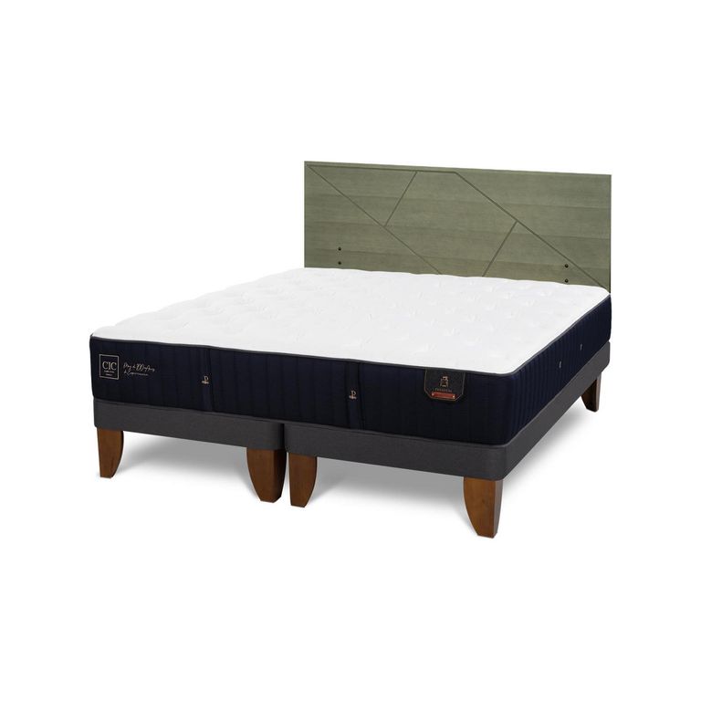 Cama Europea Premium King Respaldo Villarrica Olivo