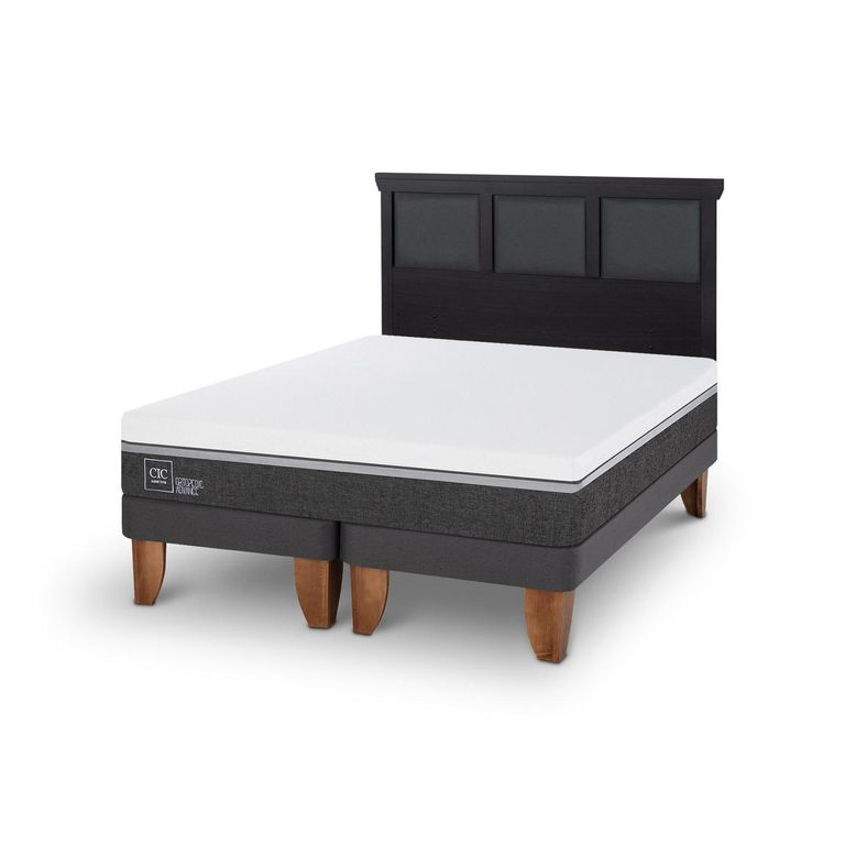Cama Europea Ortopedic Advance King Respaldo Torino Negro