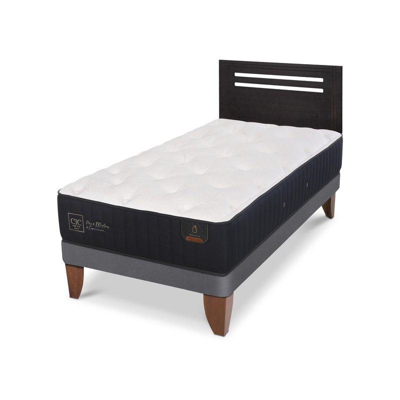 CIC - Cama Europea premium 1.5p Respaldo Munich negro