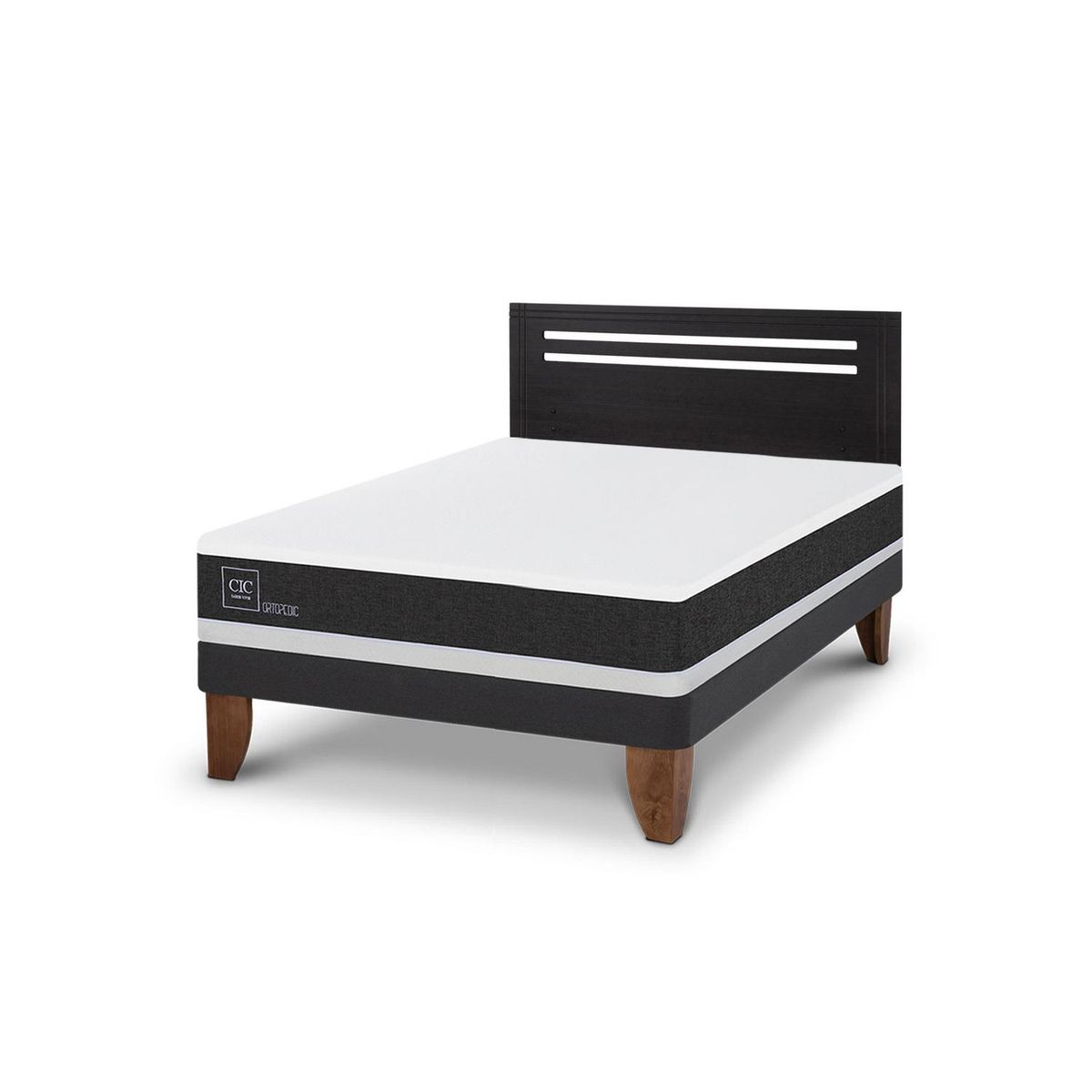 CIC - Cama Europea Ortopedic 2P Bn Respaldo Munich Negro