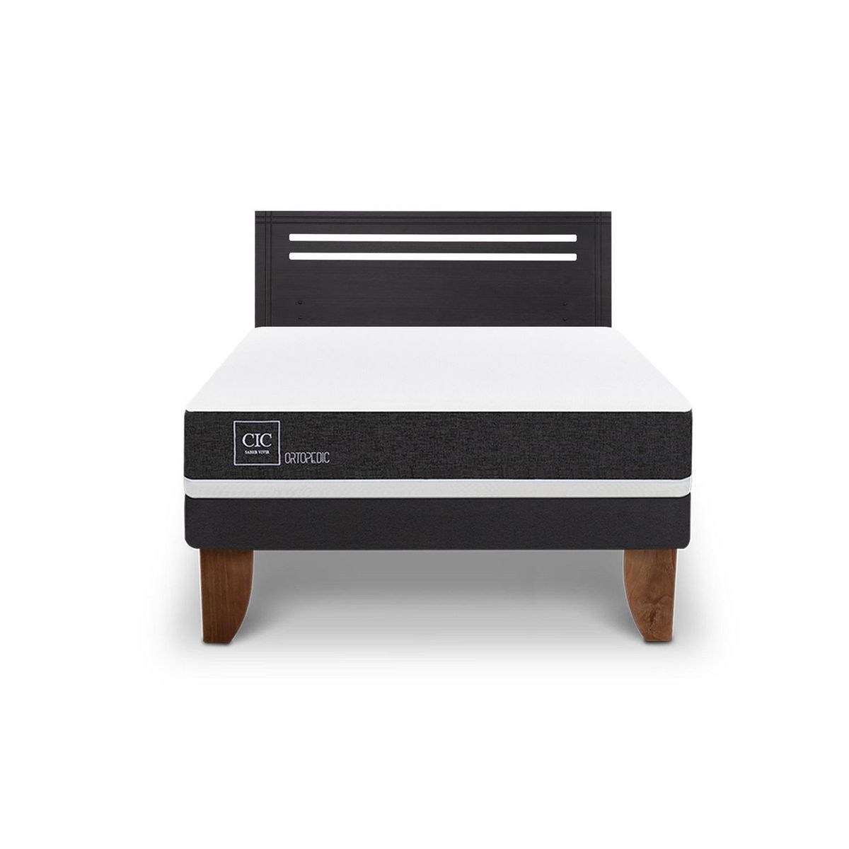 CIC - Cama Europea Ortopedic 2P Bn Respaldo Munich Negro