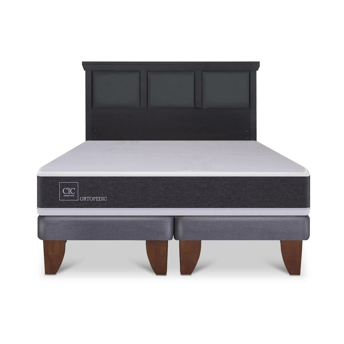 CIC - Cama Europea Ortopedic 2P Bd Respaldo Torino Negro