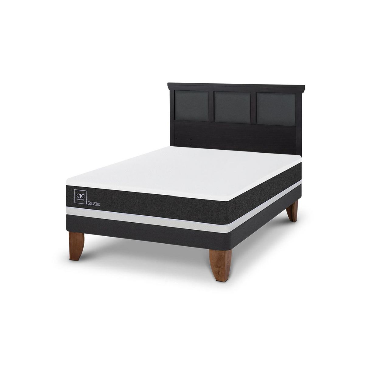 CIC - Cama Europea ortopedic 2p bn Respaldo Torino negro