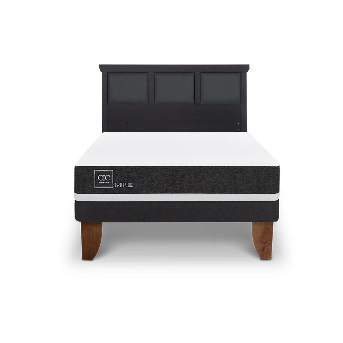 CIC - Cama Europea ortopedic 2p bn Respaldo Torino negro