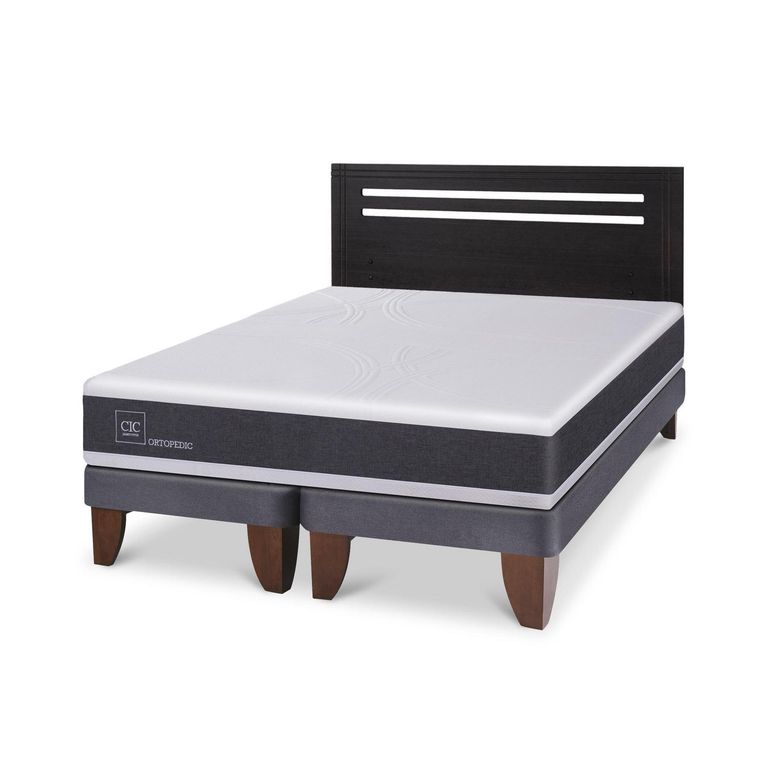 Cama Europea Ortopedic 2P Bd Respaldo Munich Negro