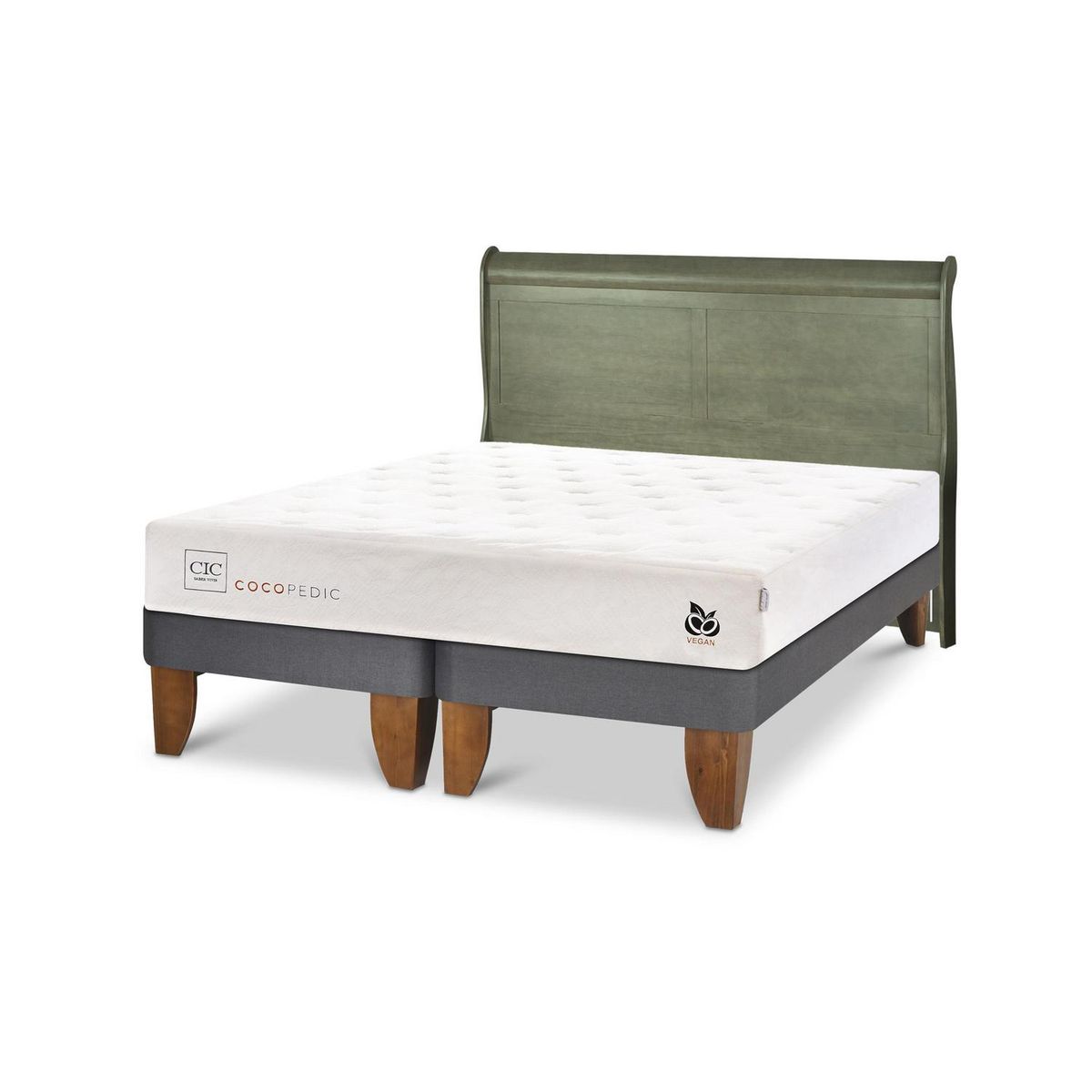 CIC - Cama Europea cocopedic king Respaldo Miro olivo