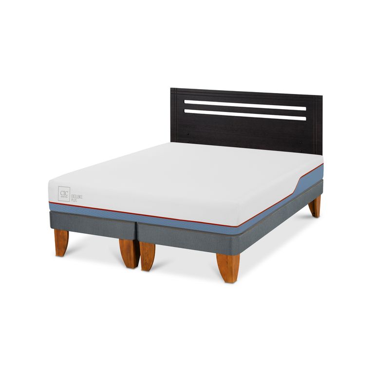 Cama Europea Excellence Plus 2P Bd Respaldo Munich Negro