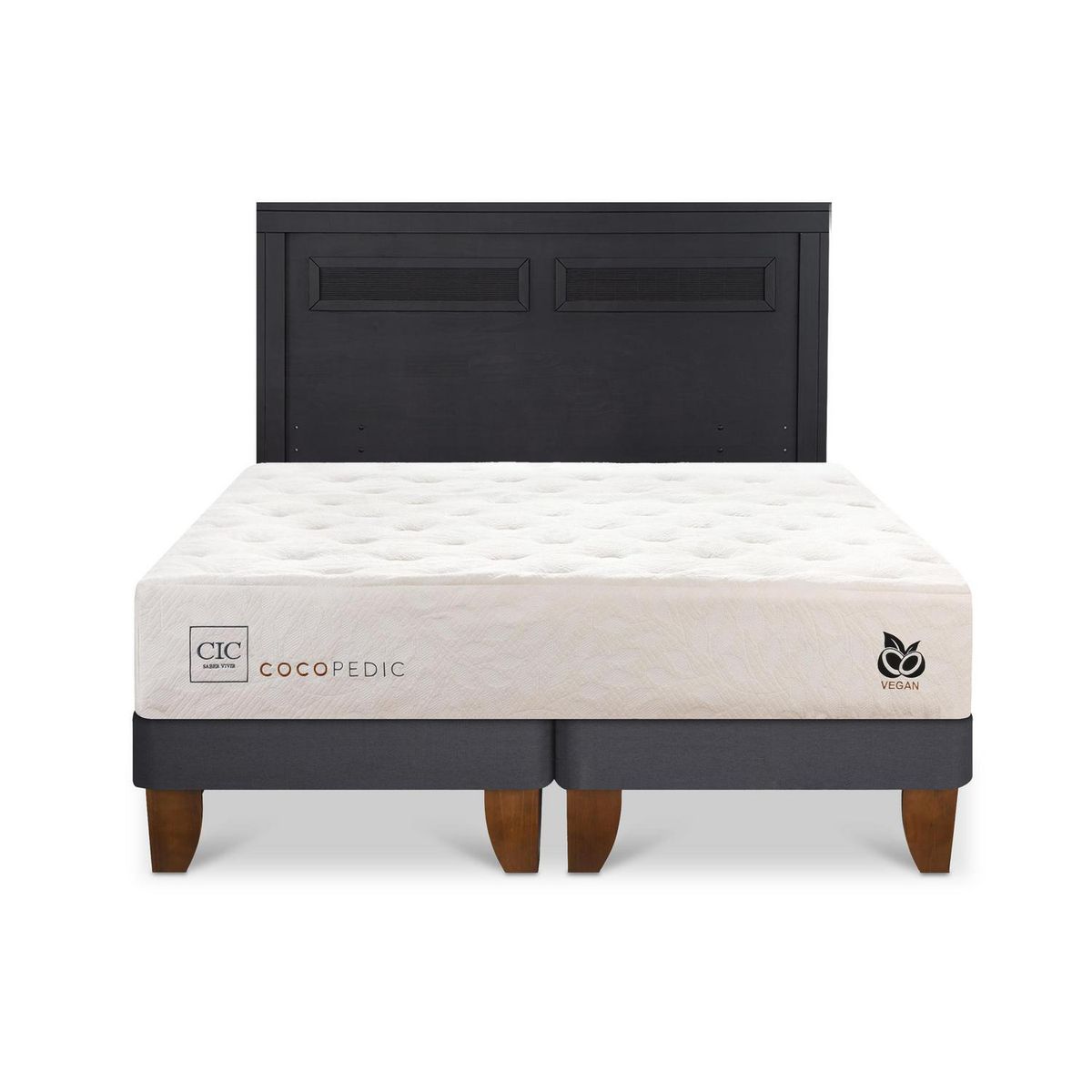 CIC - Cama Europea cocopedic king Respaldo Milan negro