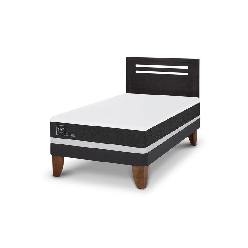 CIC - Cama Europea ortopedic 1.5p Respaldo Munich negro