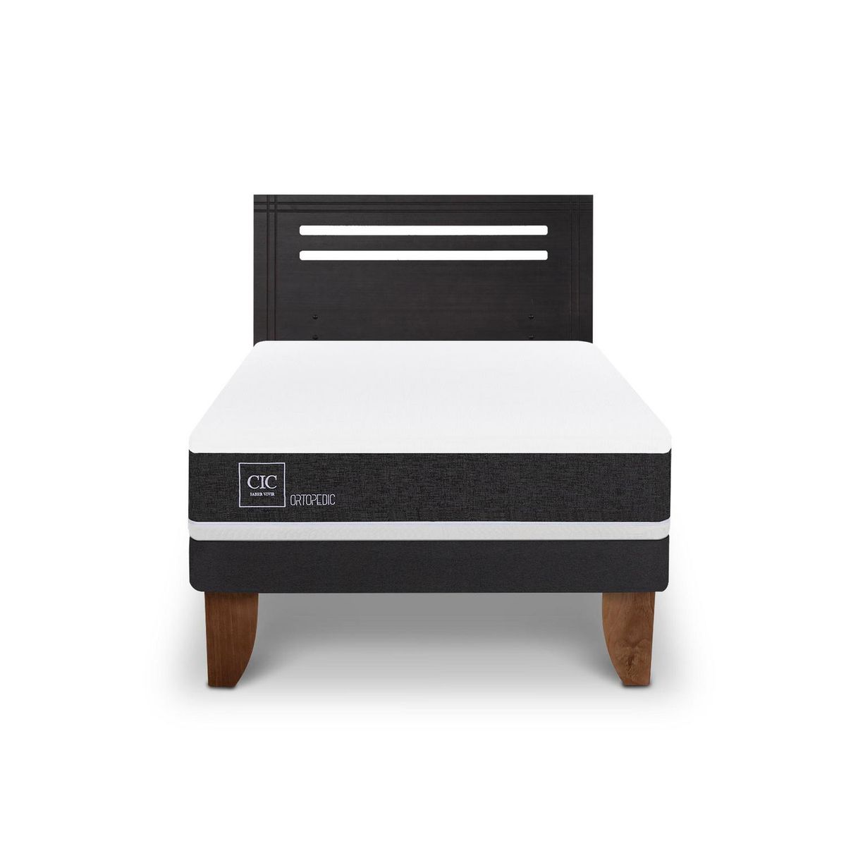 CIC - Cama Europea ortopedic 1.5p Respaldo Munich negro