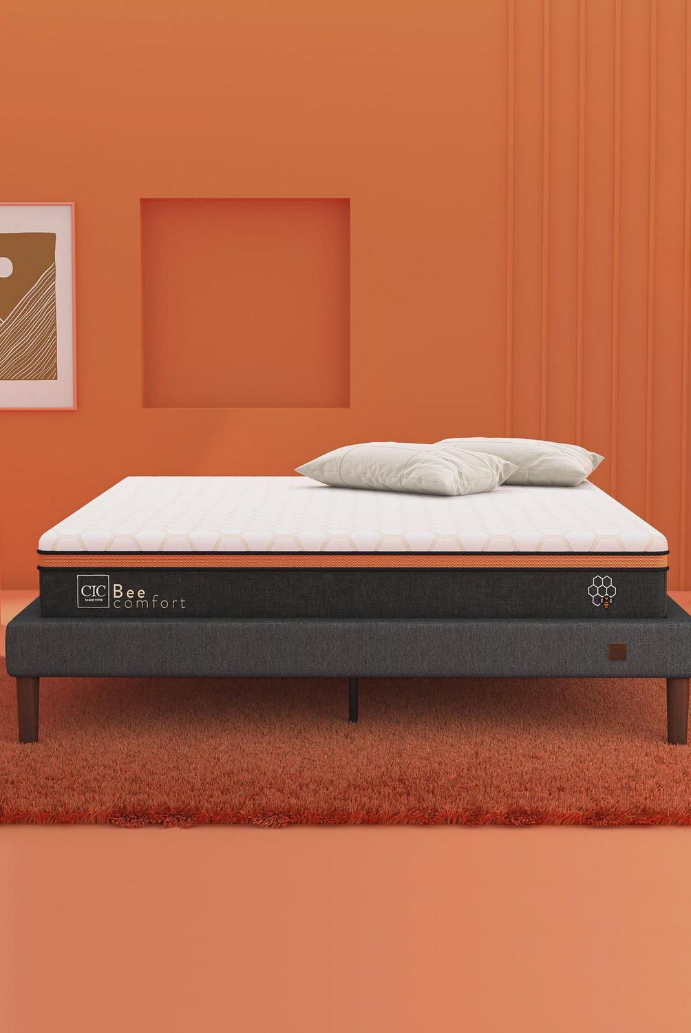 CIC - Cama Europea beecomfort king Respaldo Miro olivo