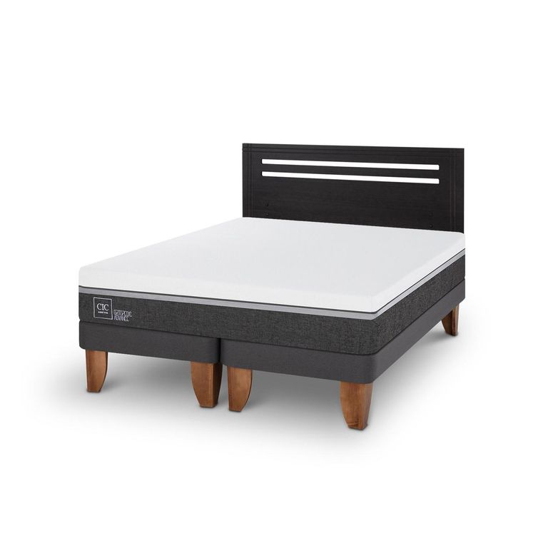 Cama Europea Ortopedic Advance 2P Bd Respaldo Munich Negro