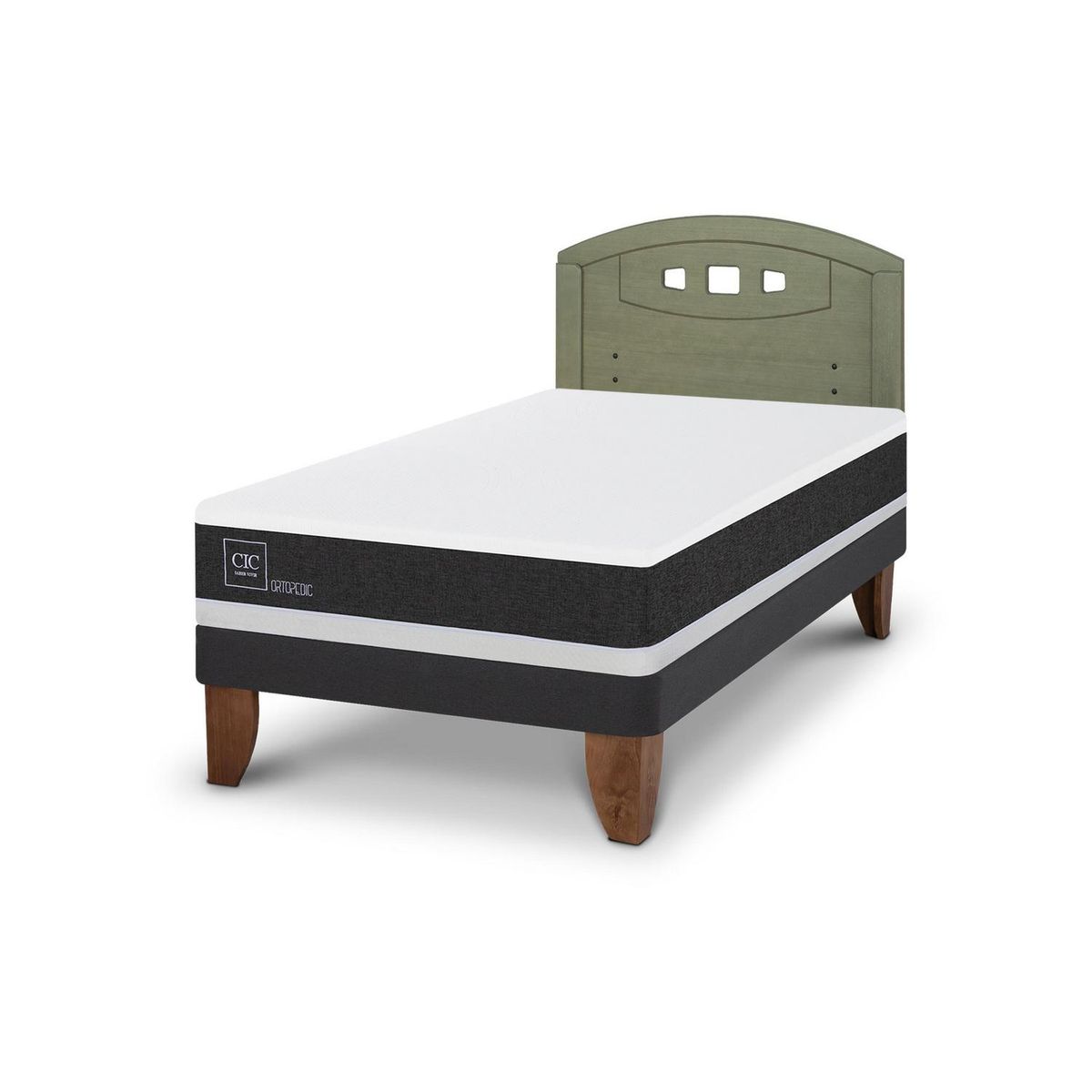 CIC - Cama Europea ortopedic 1.5p Respaldo Gales olivo
