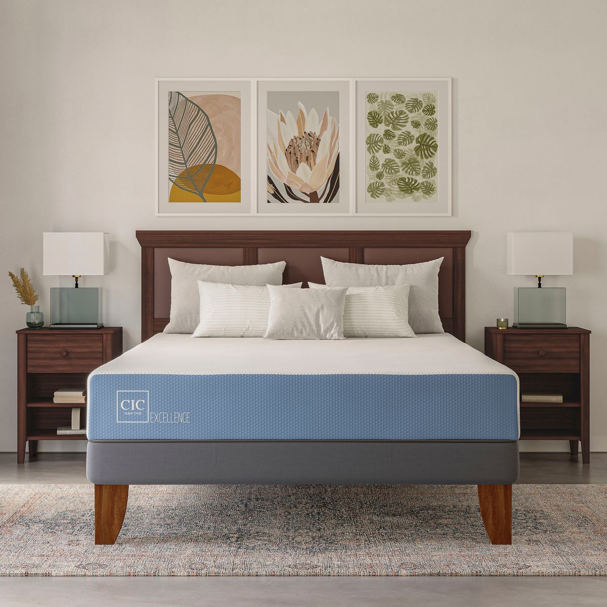 CIC - Cama Europea excellence 2p bn Respaldo Munich negro