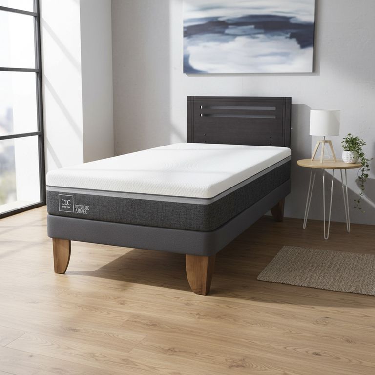 CIC Cama Europea Ortopedic Advance 1.5P Respaldo Munich Negro