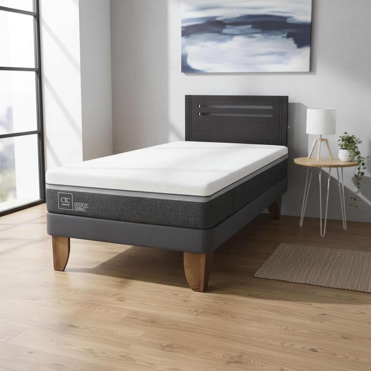 CIC - Cama Europea Ortopedic Advance 1.5P Respaldo Munich Negro