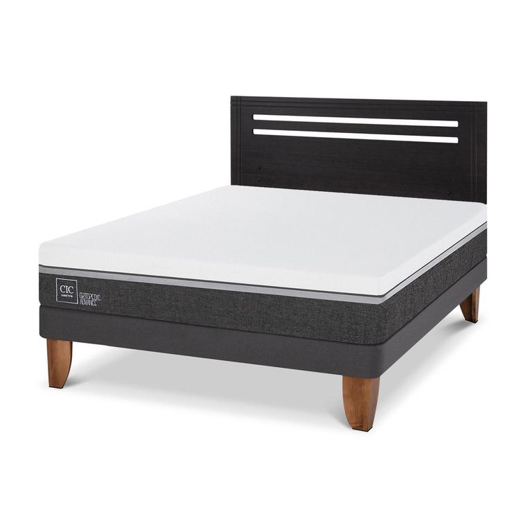 Cama Europea Ortopedic Advance 2P Bn Respaldo Munich Negro