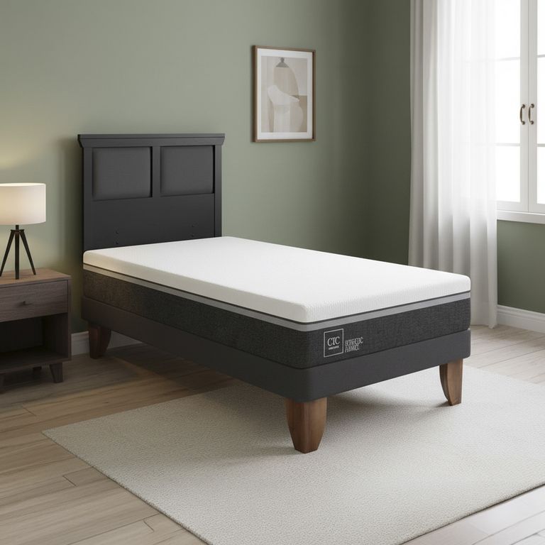 Cama Europea Ortopedic Advance 1.5P Respaldo Torino Negro
