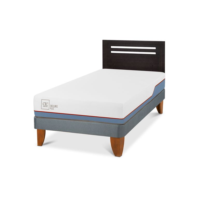 Cama Europea Excellence Plus 1.5P Respaldo Munich Negro