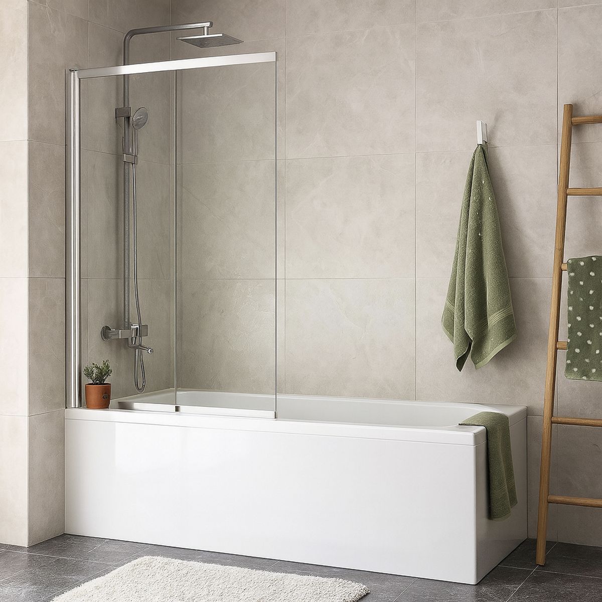 DUSCHY - Mampara Corredera y Pivote Para Tina de Baño 6mm