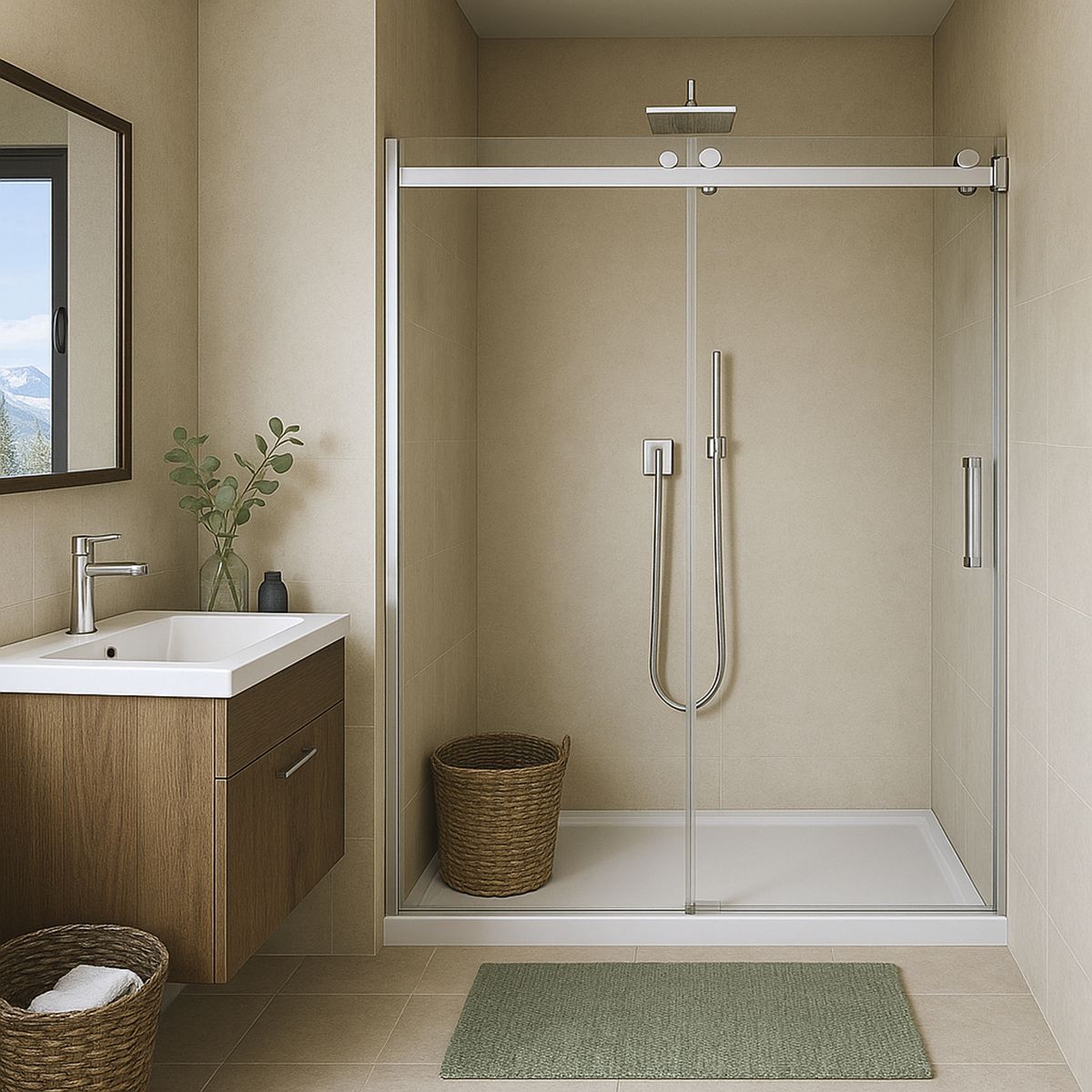 DUSCHY - Mampara Corredera  Premium Cierre Suave 1500x1900 8mm