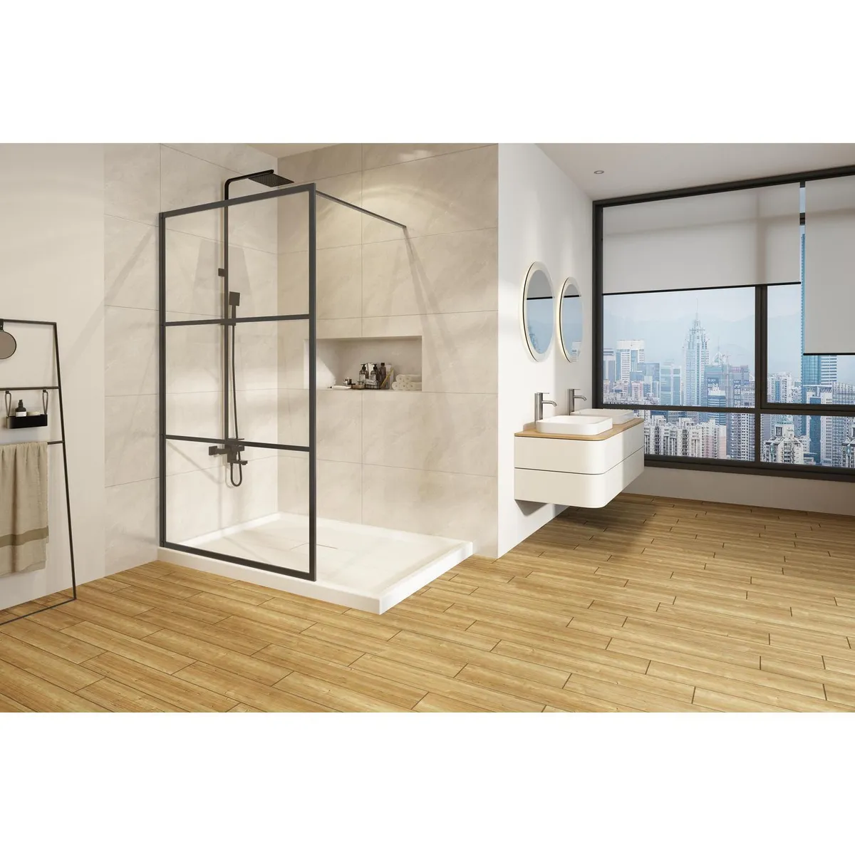 DUSCHY - Mampara de Ducha Fija 10x200 cm Vidrio Templado 0.06 cm