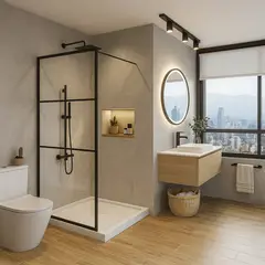 DUSCHY - Mampara de Ducha Fija 10x200 cm Vidrio Templado 0.06 cm