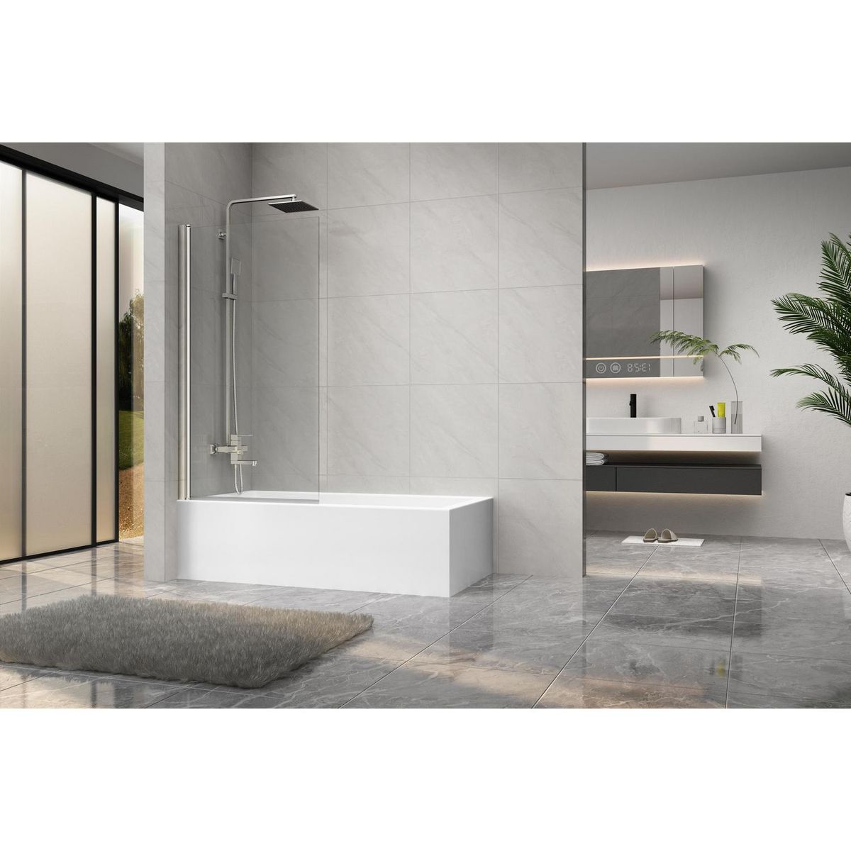 DUSCHY - Mampara Pivote Para Tina de Bano 800 6mm