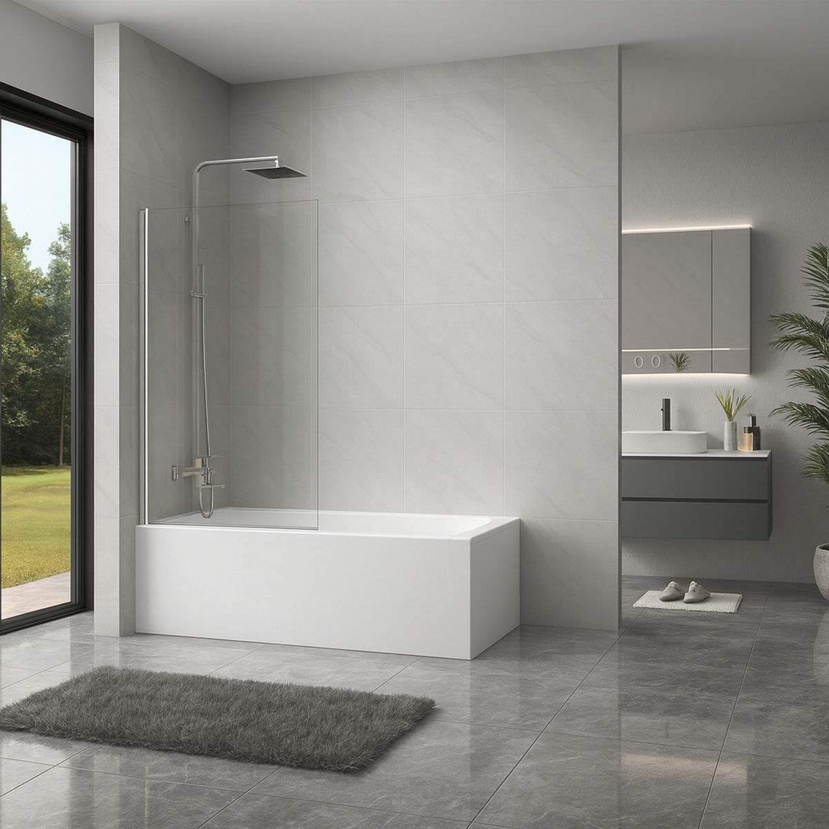 DUSCHY - Mampara Pivote Para Tina de Bano 800 6mm