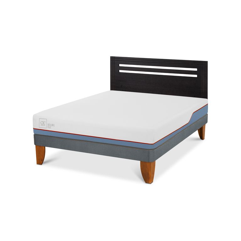Cama Europea Excellence Plus 2P Bn Respaldo Munich Negro