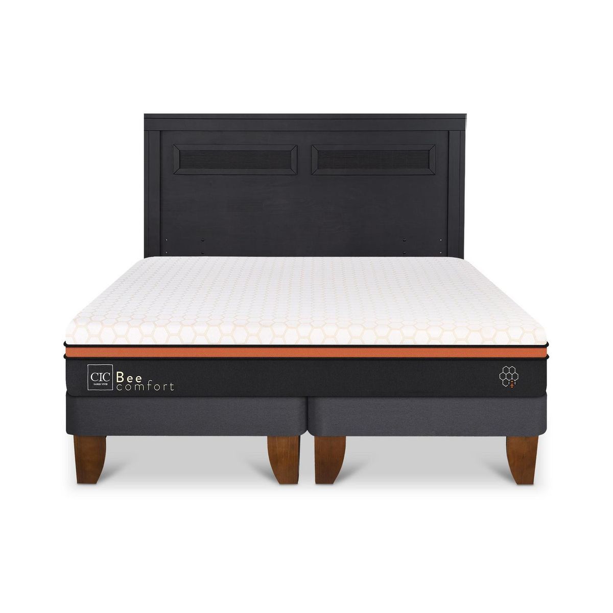 CIC - Cama Europea Beecomfort King Respaldo Milan Negro