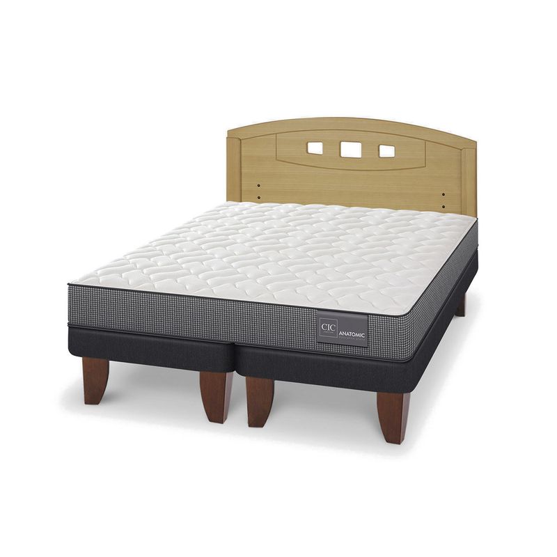 CIC - Cama Europea anatomic 2p bd Respaldo Gales mostaza
