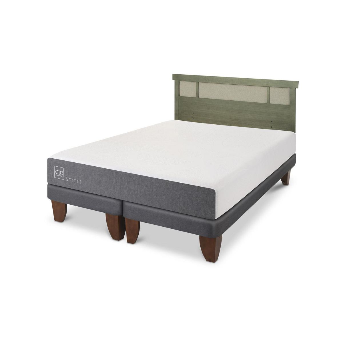 CIC - Cama Europea Smart 2p bd respaldo Dublin olivo