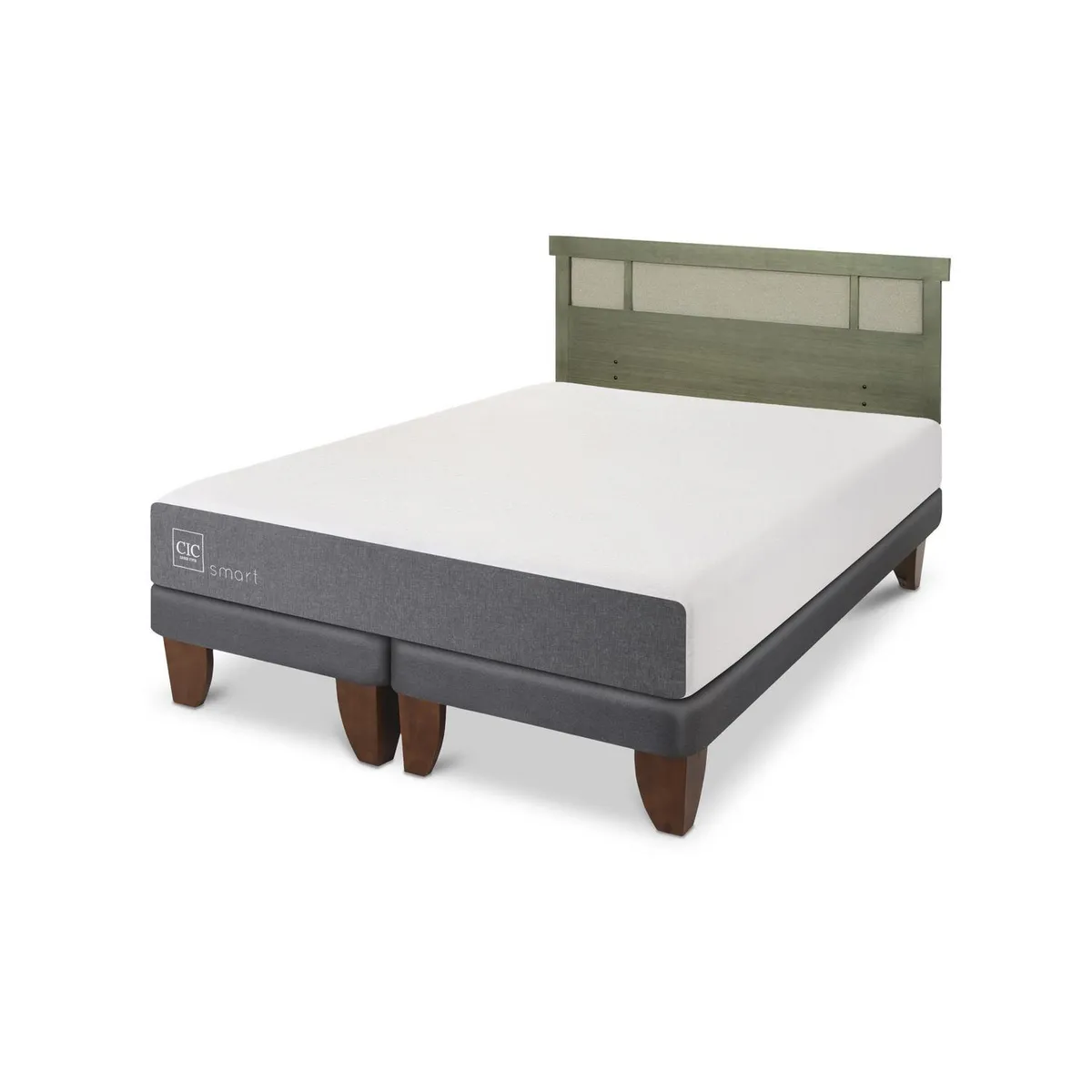 CIC - Cama Europea Smart 2p bd respaldo Dublin olivo