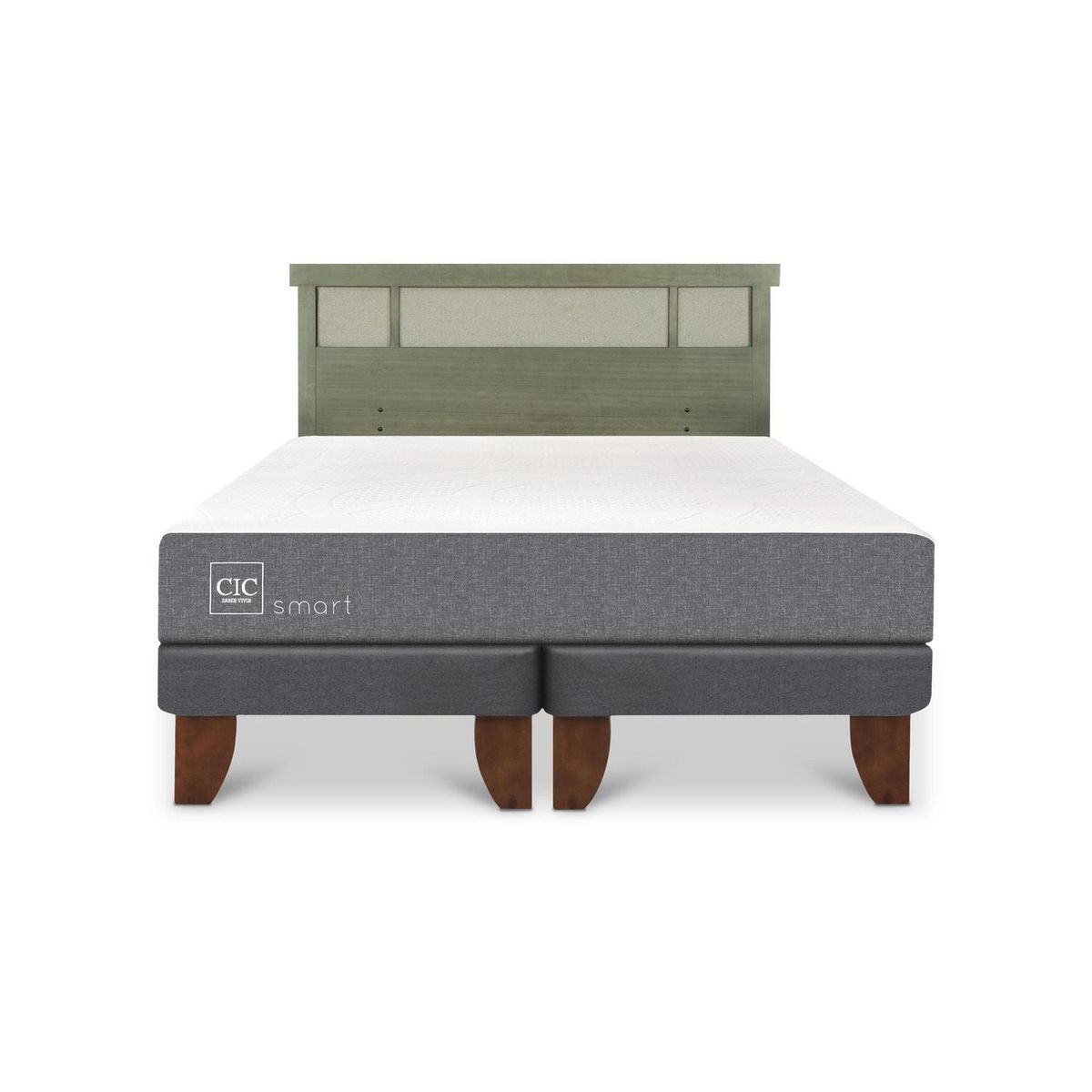 CIC - Cama Europea Smart 2p bd respaldo Dublin olivo