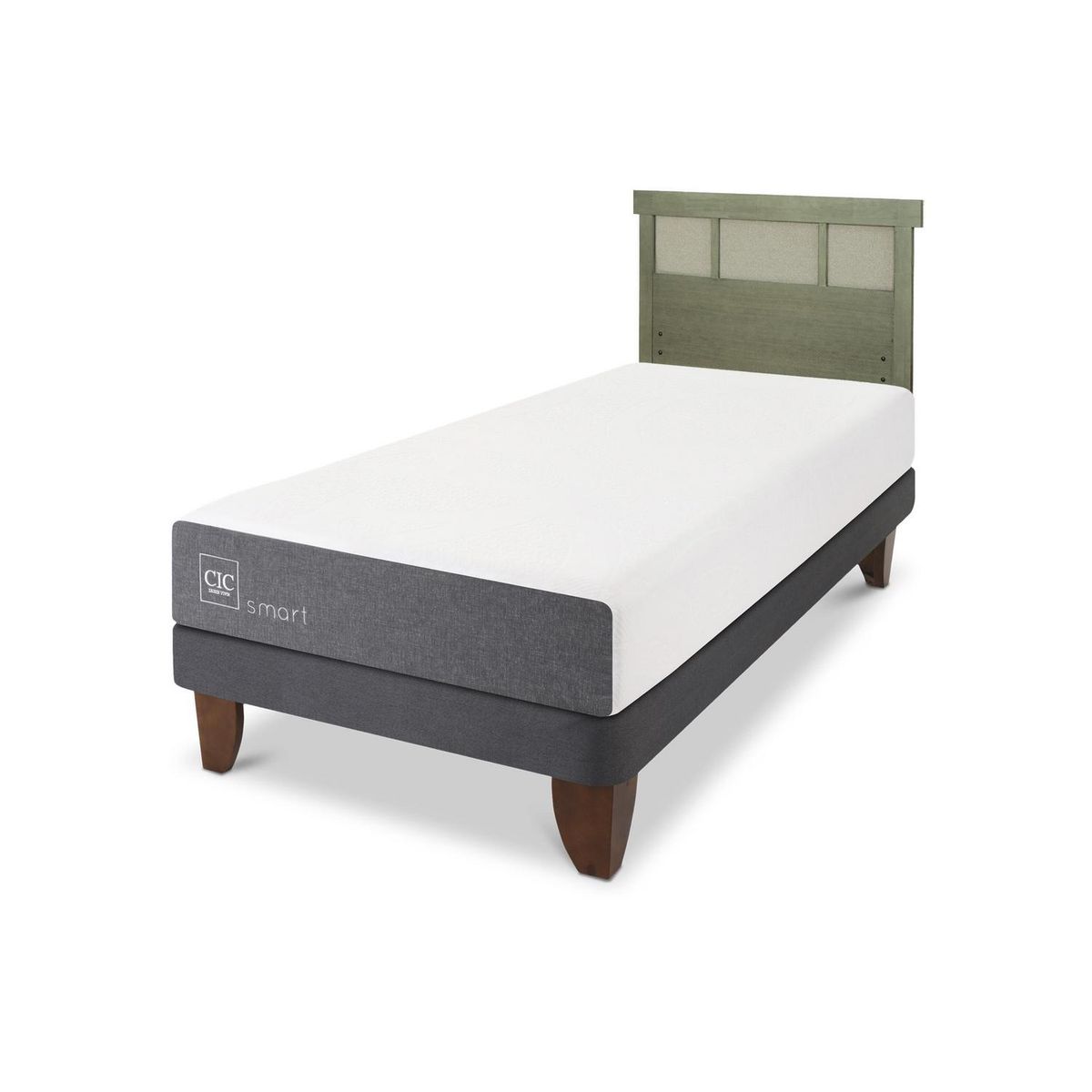 CIC - Cama Europea Smart 1.5p respaldo Dublin olivo
