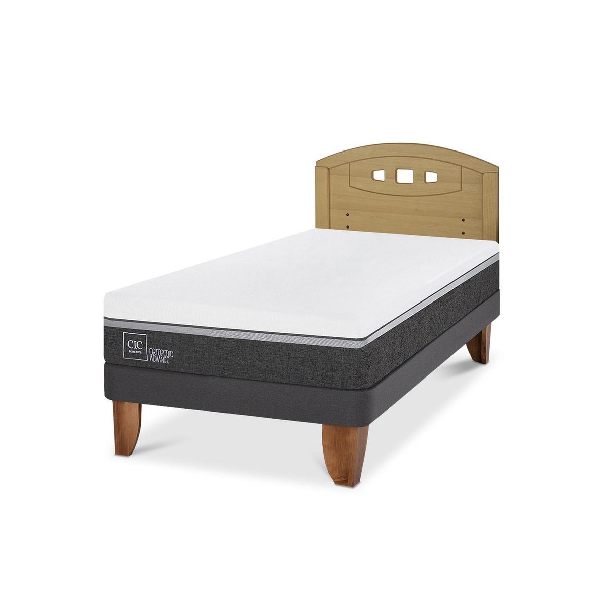 CIC - Cama Europea Ortopedic Advance 1.5P Respaldo Gales Mostaza