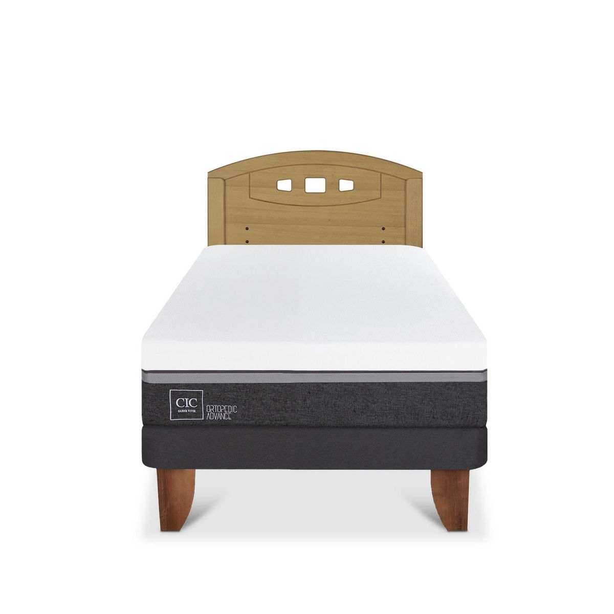 CIC - Cama Europea Ortopedic Advance 1.5P Respaldo Gales Mostaza